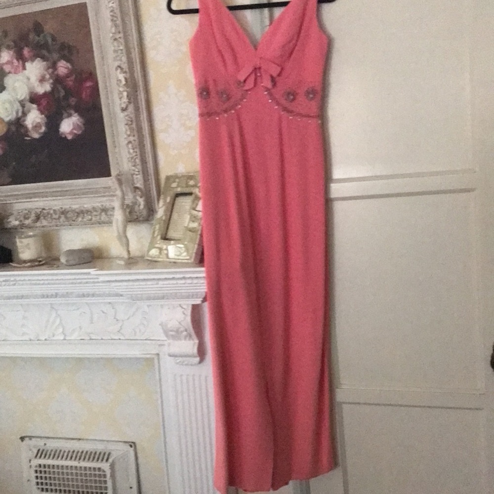 Vintage MCM MARDI GRAS N.Y. pink & beads evening gown Cocktail Glam Palm Springs